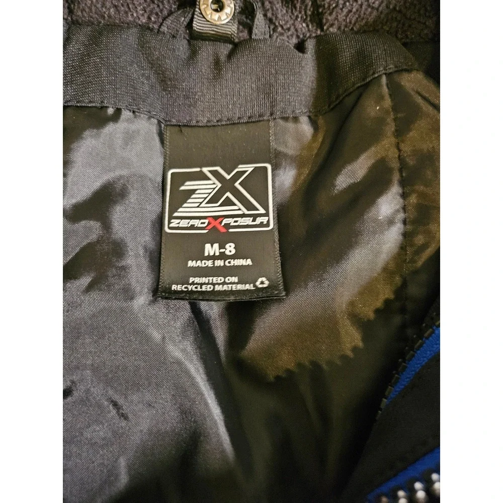 ZeroXposur Winter Jacket Boys Size M 8 Blue Black Grey Colorblock Hooded Coat